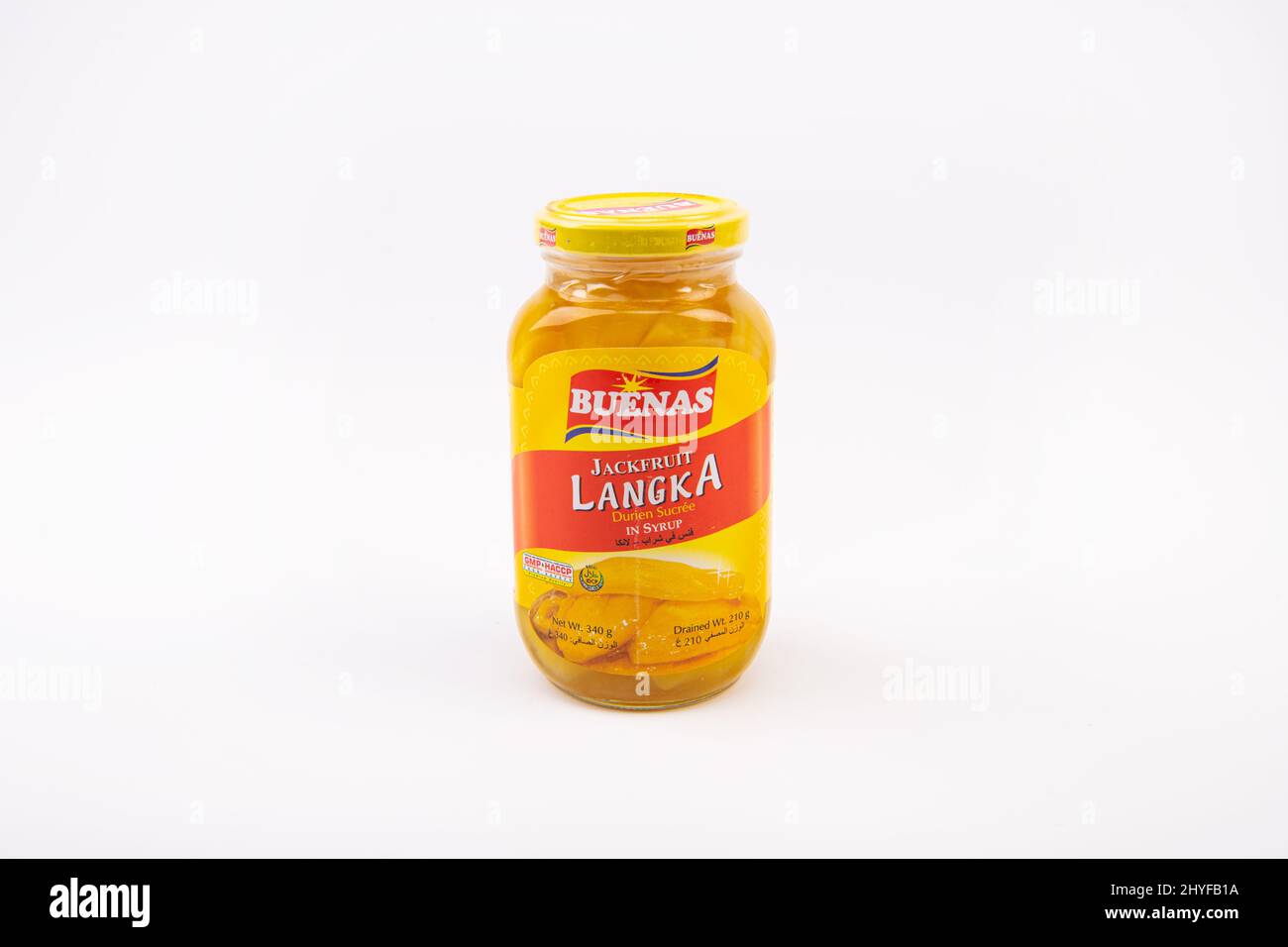 Buenas Langka Jackfruit jar on white background Stock Photo