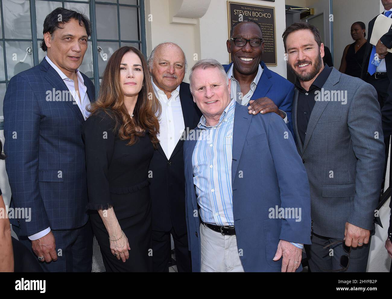 Jimmy Smits Kim Delaney Dennis Franz Gordon Clapp James Mcdaniel And Mark Paul Gosselaar At The Steven Bochco Building Dedication At Fox Studios On May 5 18 In Century City Ca Stock Photo