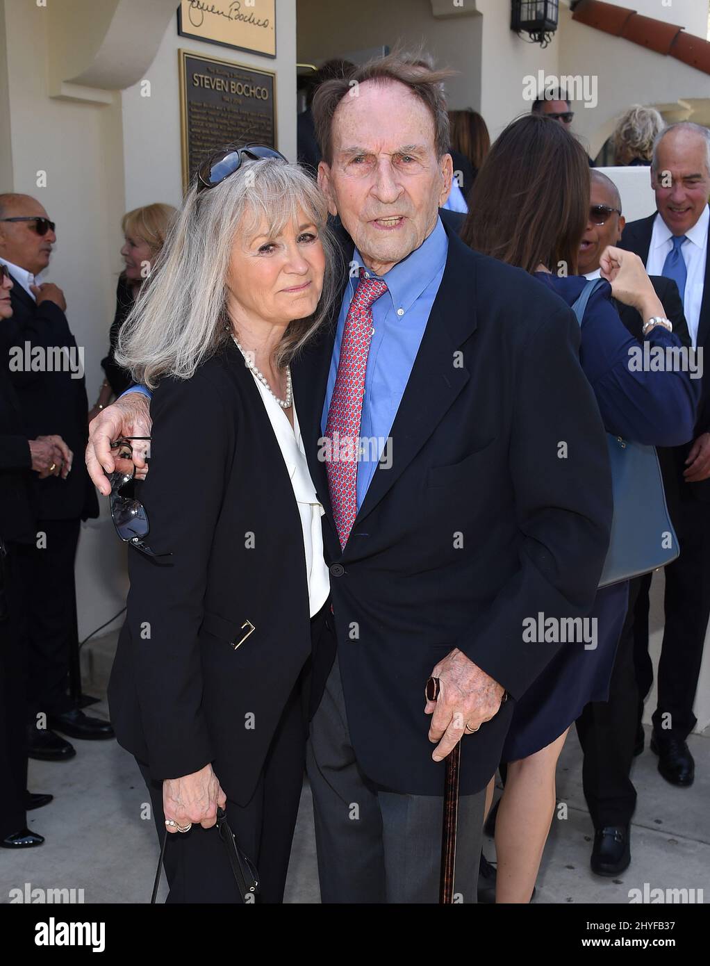 Belinda Montomery and James Sikking at the Steven Bochco Building
