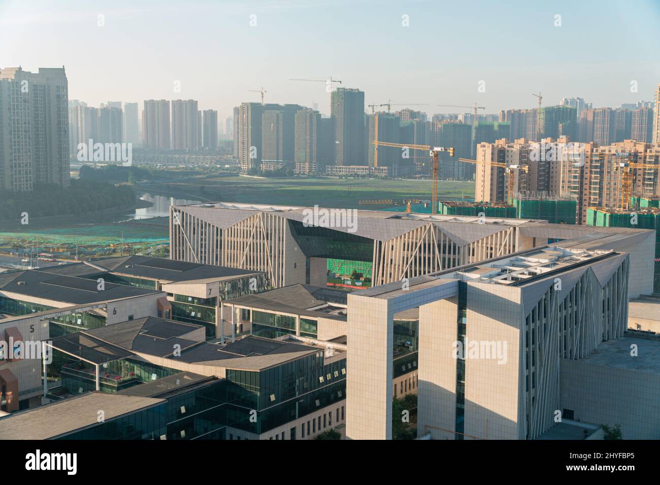 Aerial view of downtown buildings in a city in China Stock Photo - Alamy