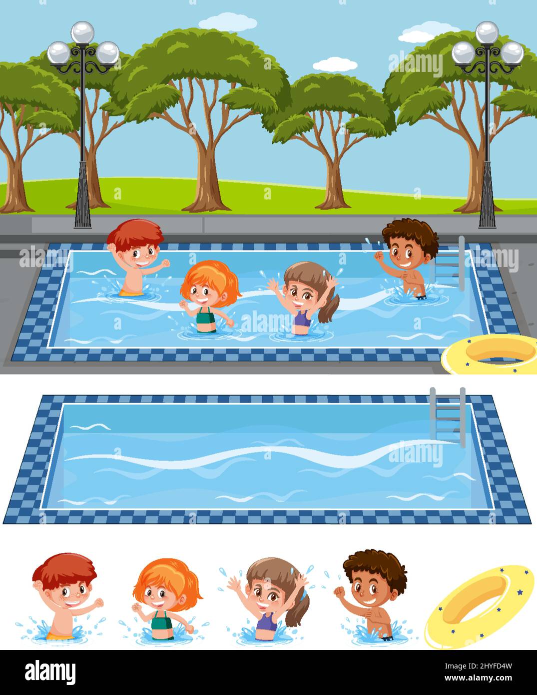 Kids playing in swimming pool Stock Vector Images - Alamy