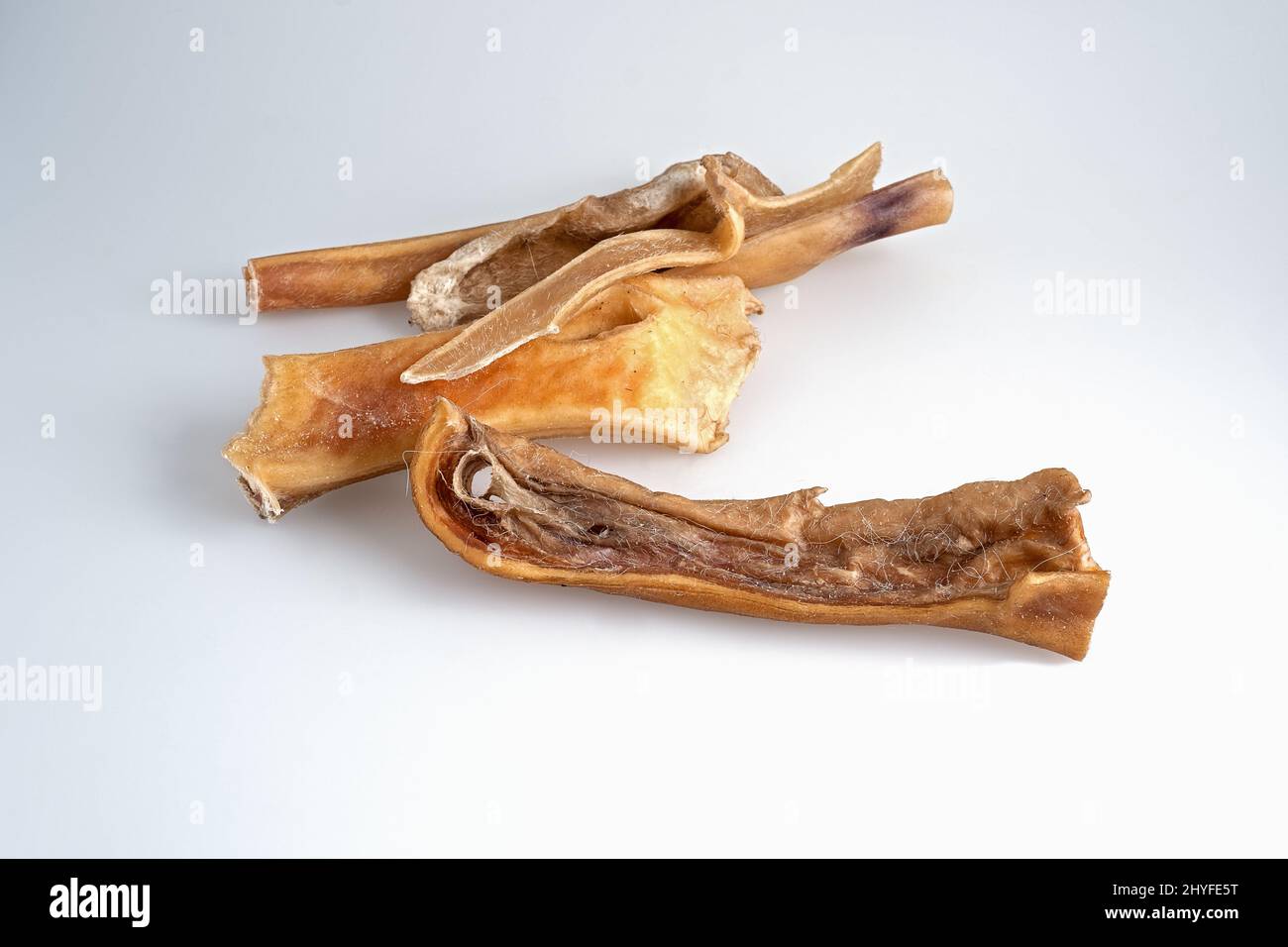 Chew bones for dogs made from dried ox penis Stock Photo