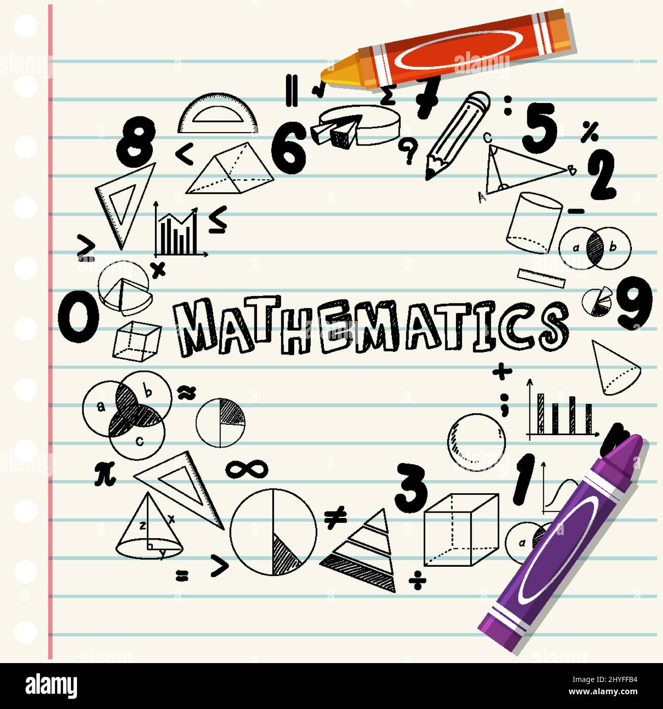 Doodle Math Formula With Mathematics Font On Notebook Page Illustration 