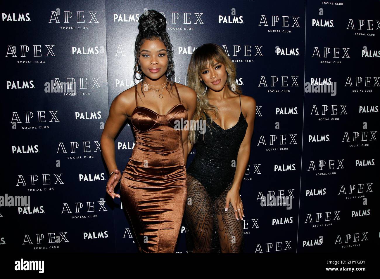 Ajiona Alexus, Serayah at the grand opening of Clique Hospitality's APEX Social Club & Camden Cocktail Lounge at the Palms Casino Resort on May 26, 2018 Las Vegas Stock Photo