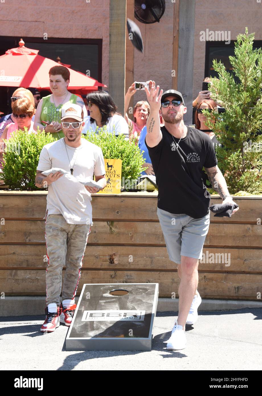 Chris Lucas and Brett Young at the 6th Annual Craig Campbell Celebrity Cornhole Challenge benefitting the non-profit Fight Colorectal Cancer (Fight CRC) held at the City Winery, Nashville on June 5, 2018. Stock Photo