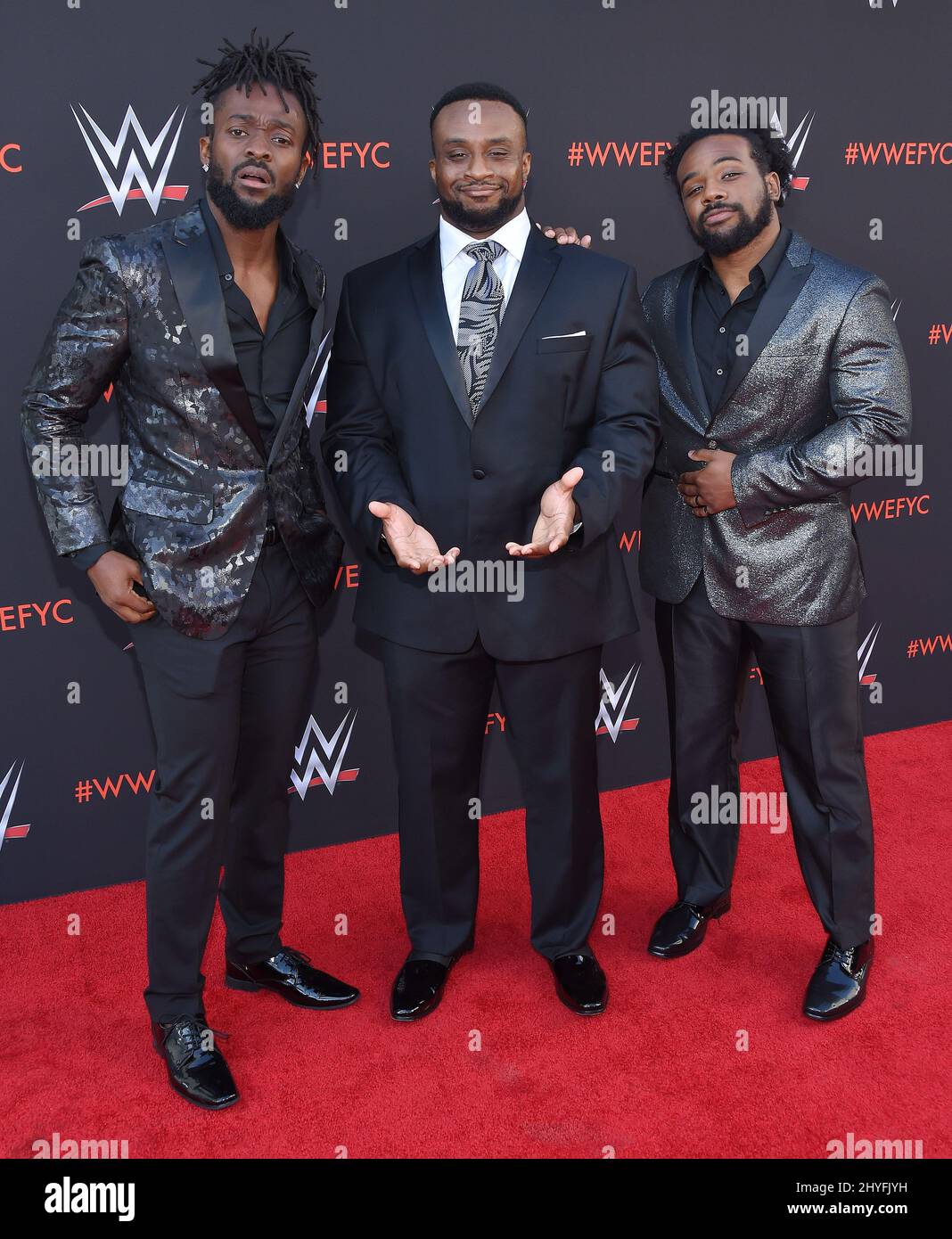 Xavier Woods, Big E and Kofi Kingston at the 'WWE' FYC Event event at TV Academy Saban Media Center on June 6, 2018 in North Hollywood, CA. Stock Photo