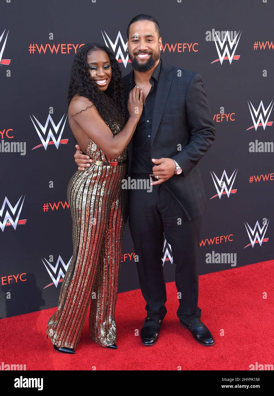 Naomi and Jimmy Uso at the WWE FYC Event event at TV Academy Saban Media Center on June 6, 2018 in North Hollywood, CA Stock Photo