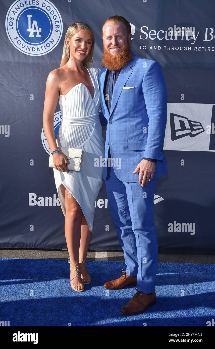 Justin Turner and Courtney Turner attending the 4th Annual Blue Diamond Gala event at Dodger Stadium on June 11, 2018 in Los Angeles, CA Stock Photo