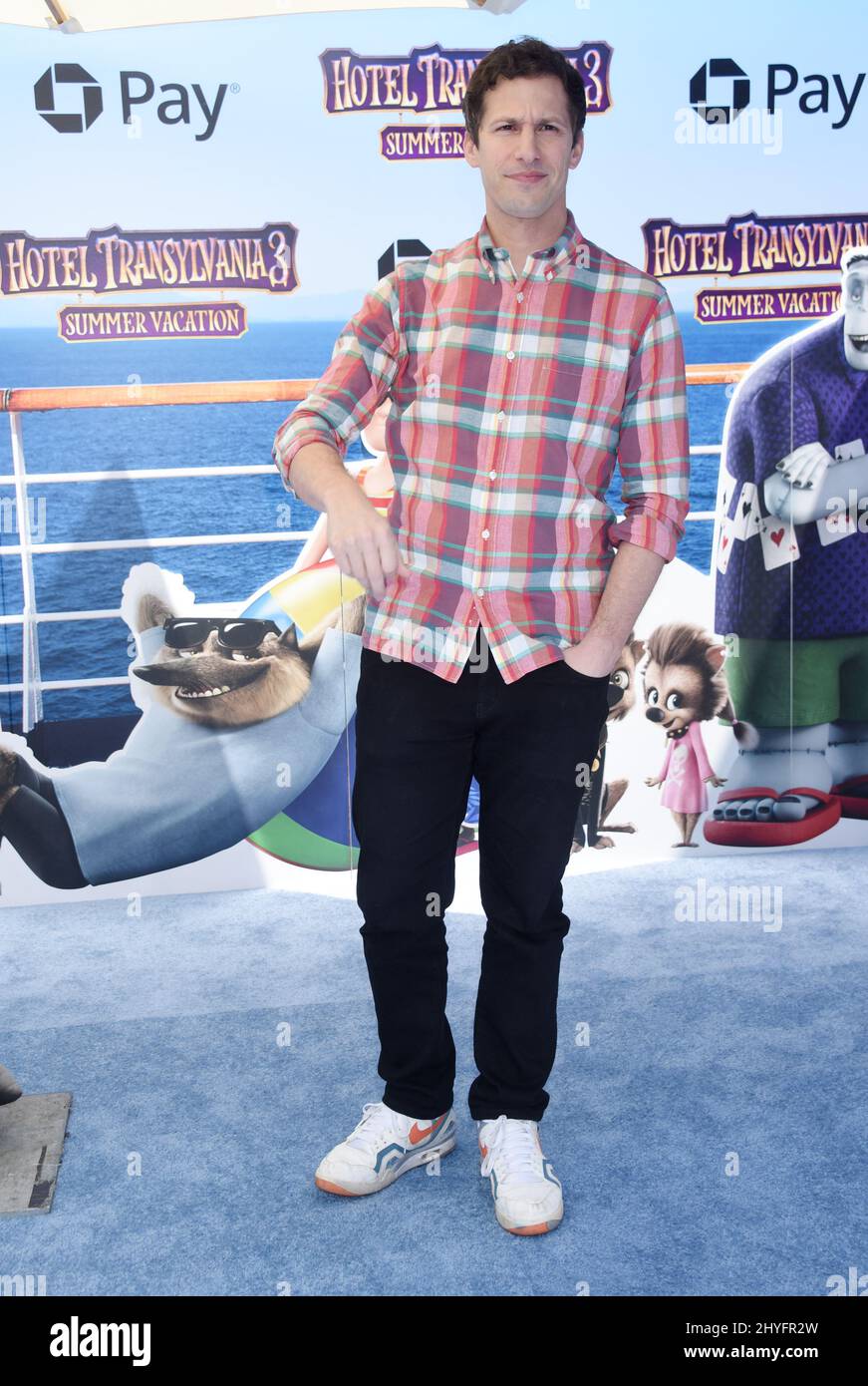 Andy Samberg at the 'Hotel Transylvania 3: Summer Vacation' World Premiere held at the Regency Village Theatre on June 30, 2018 in Westwood, Ca. Stock Photo