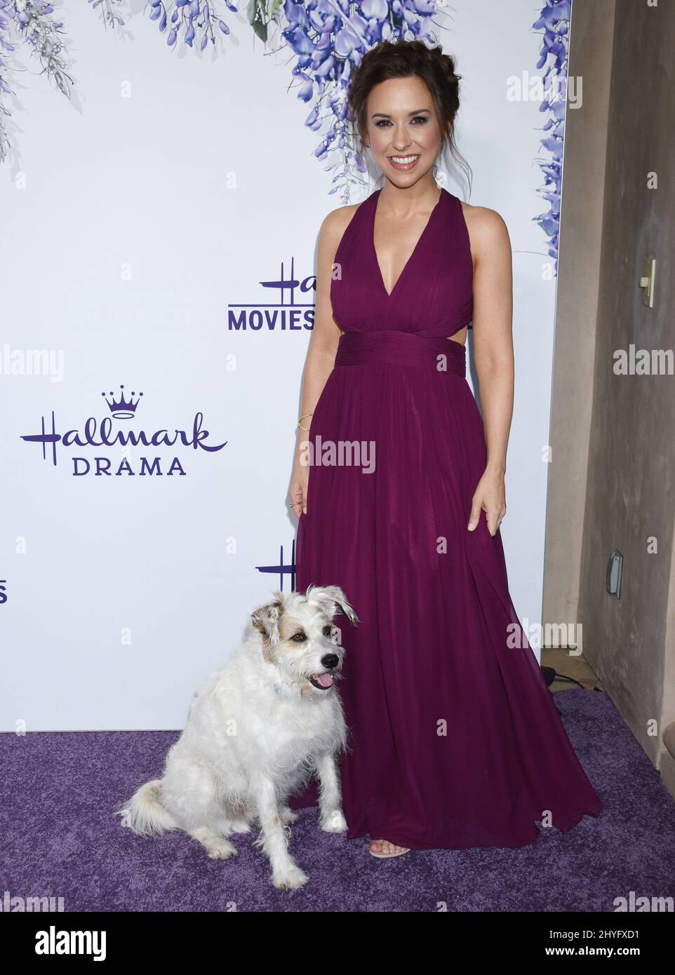 Lacey Chabert and Happy the dog at the Hallmark Channel Summer TCA