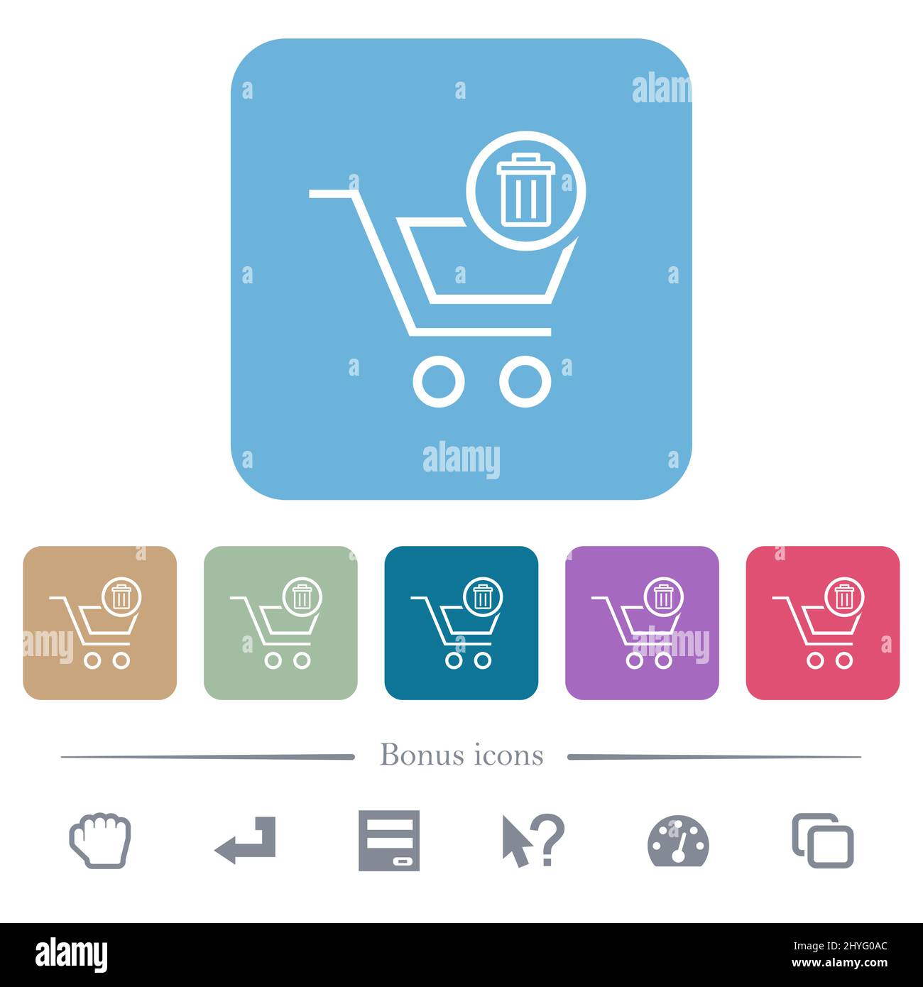 Delete from cart outline white flat icons on color rounded square ...