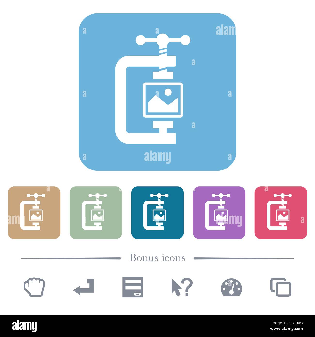 Image compression solid white flat icons on color rounded square ...