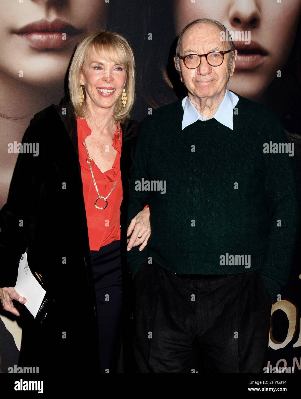 American playwright, screenwriter and author Neil Simon passed away today at the age of 91 in Manhattan. Neil Simon and wife Elaine Joyce 'Les Miserables' American Premiere - Held at The Ziegfeld Theatre on December 10, 2012. Stock Photo