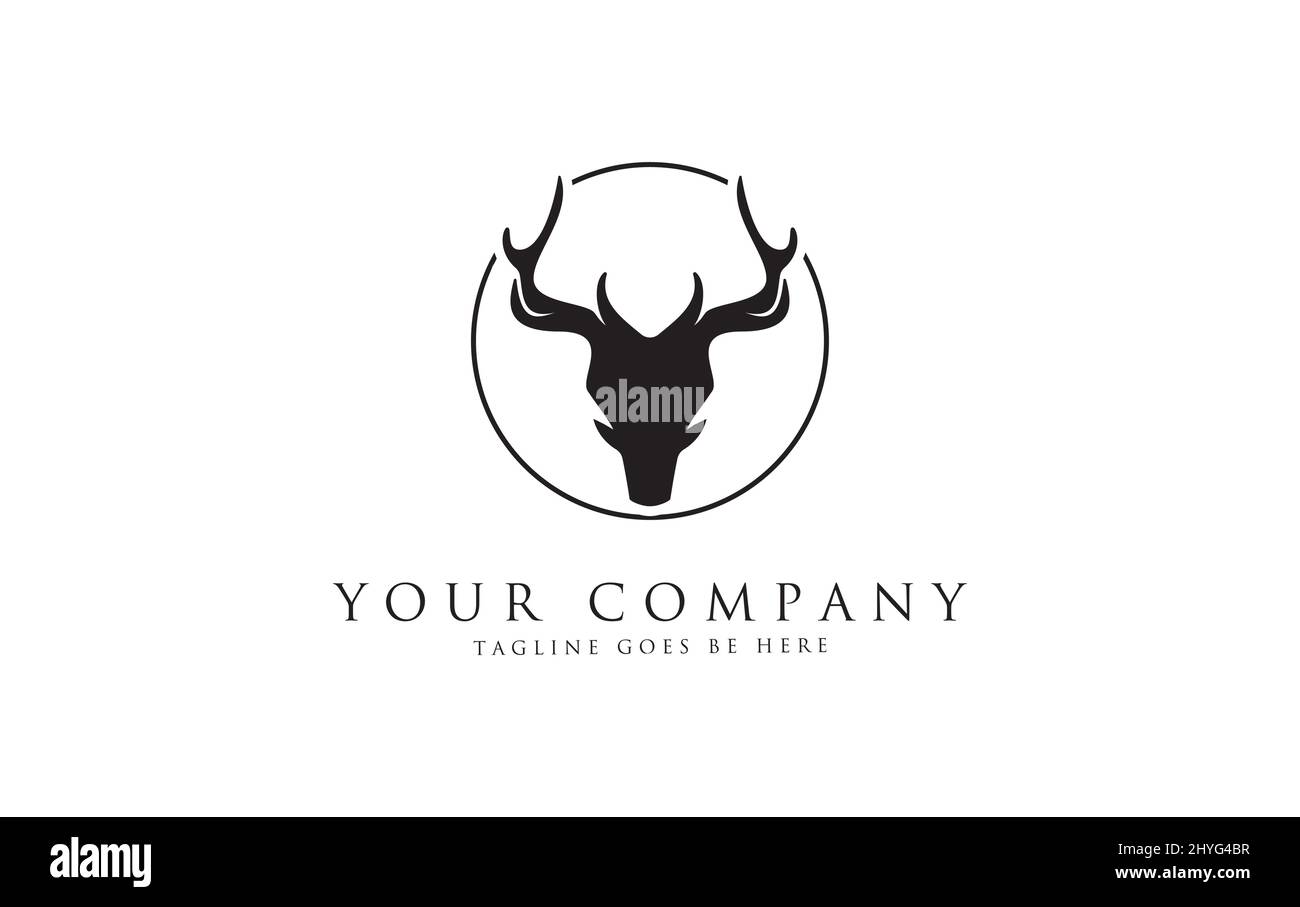 Unique Deer and Deer head logo and art design with a simple circle