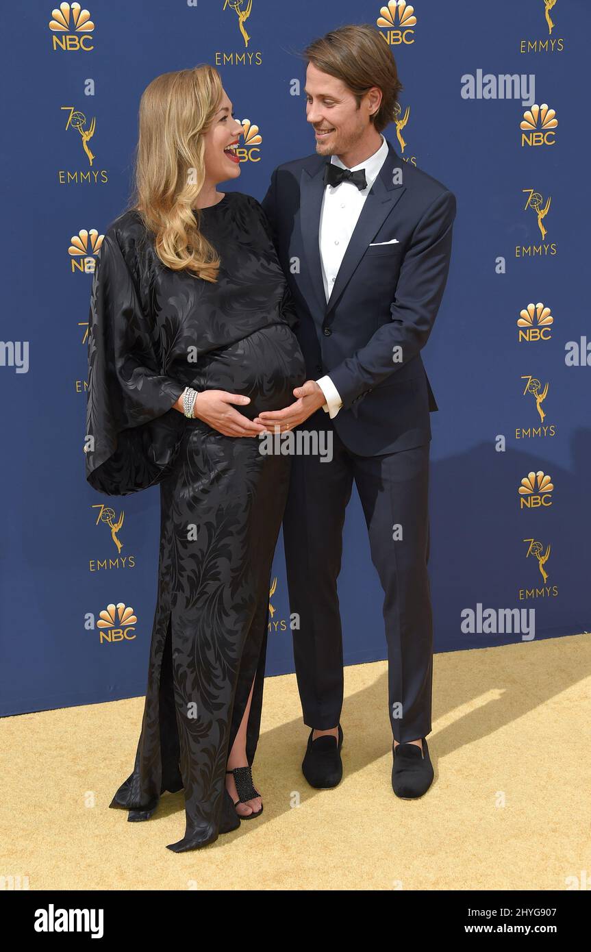 Yvonne Strahovski and Tim Loden at the 70th Primetime Emmy Awards held at Microsoft Theatre L.A. Live on September 17, 2018 in Los Angeles, USA Stock Photo