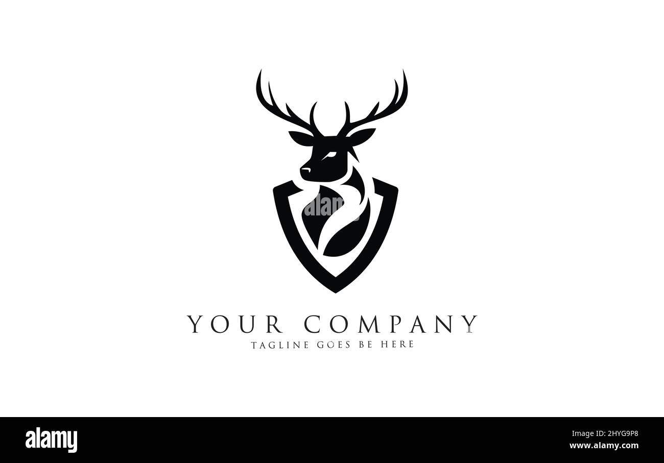 Unique Deer and Deer head logo and art design with a simple circle