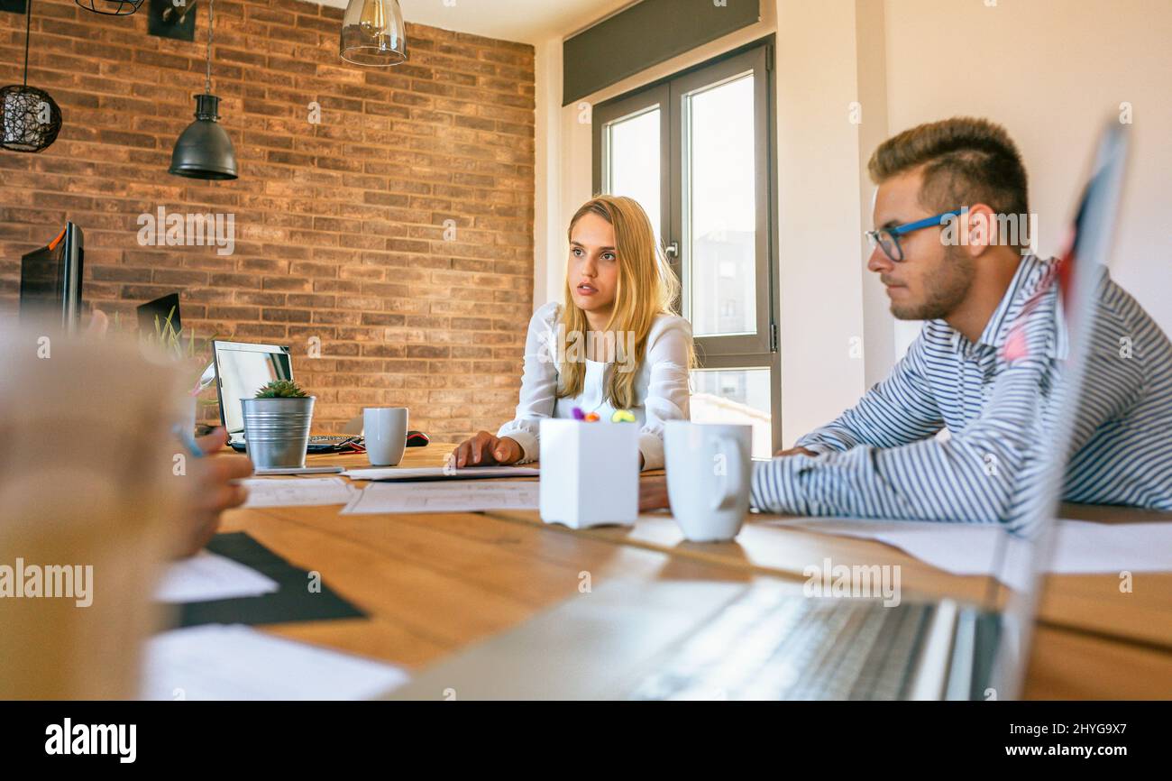 Business people disagree in a business meeting in the office Stock Photo