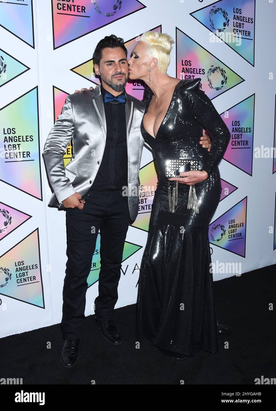 Brigitte Nielsen and Mattia Dess¬ attending the Los Angeles LGBT Center's 49th Anniversary Gala Vanguard Awards held at the Beverly Hilton Hotel in Los Angeles, California Stock Photo