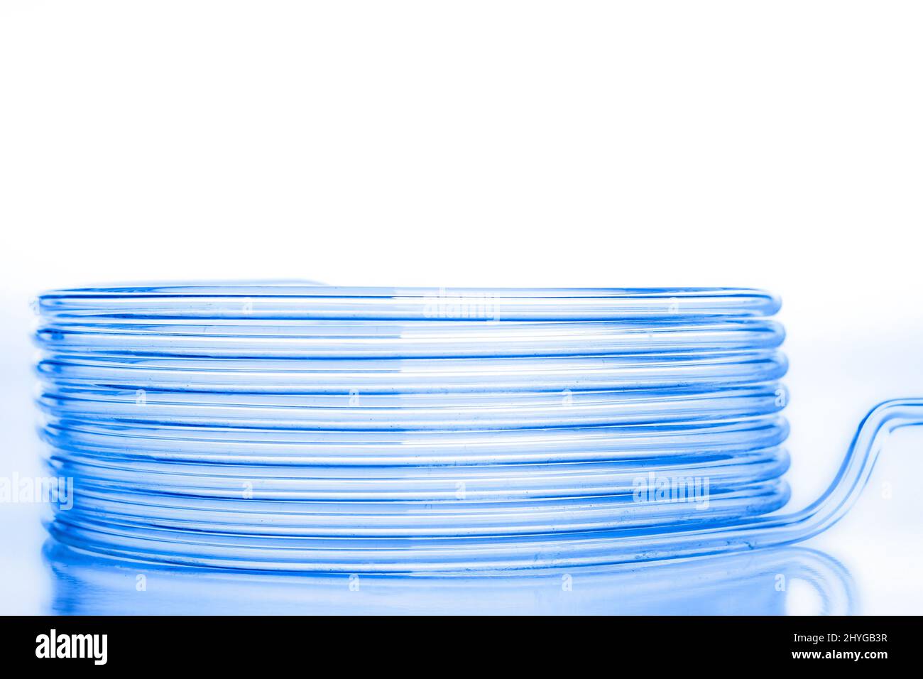 Closeup of a glass packed type gas chromatography column Stock Photo