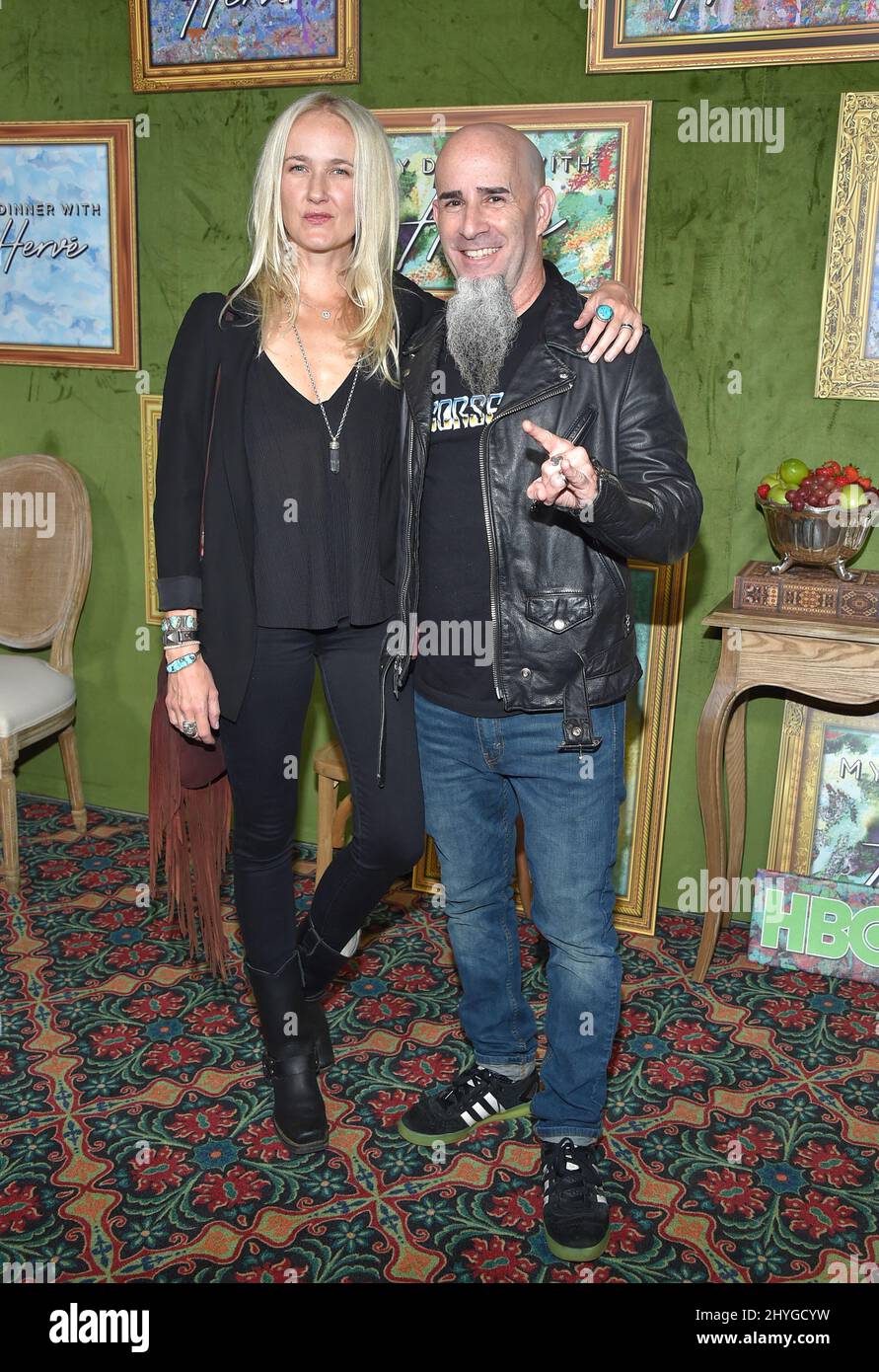 Scott Ian and Pearl Aday at HBO's 'My Dinner With Herve' Los Angeles premiere held at Paramount Studios on October 4, 2018 in Hollywood, USA. Stock Photo