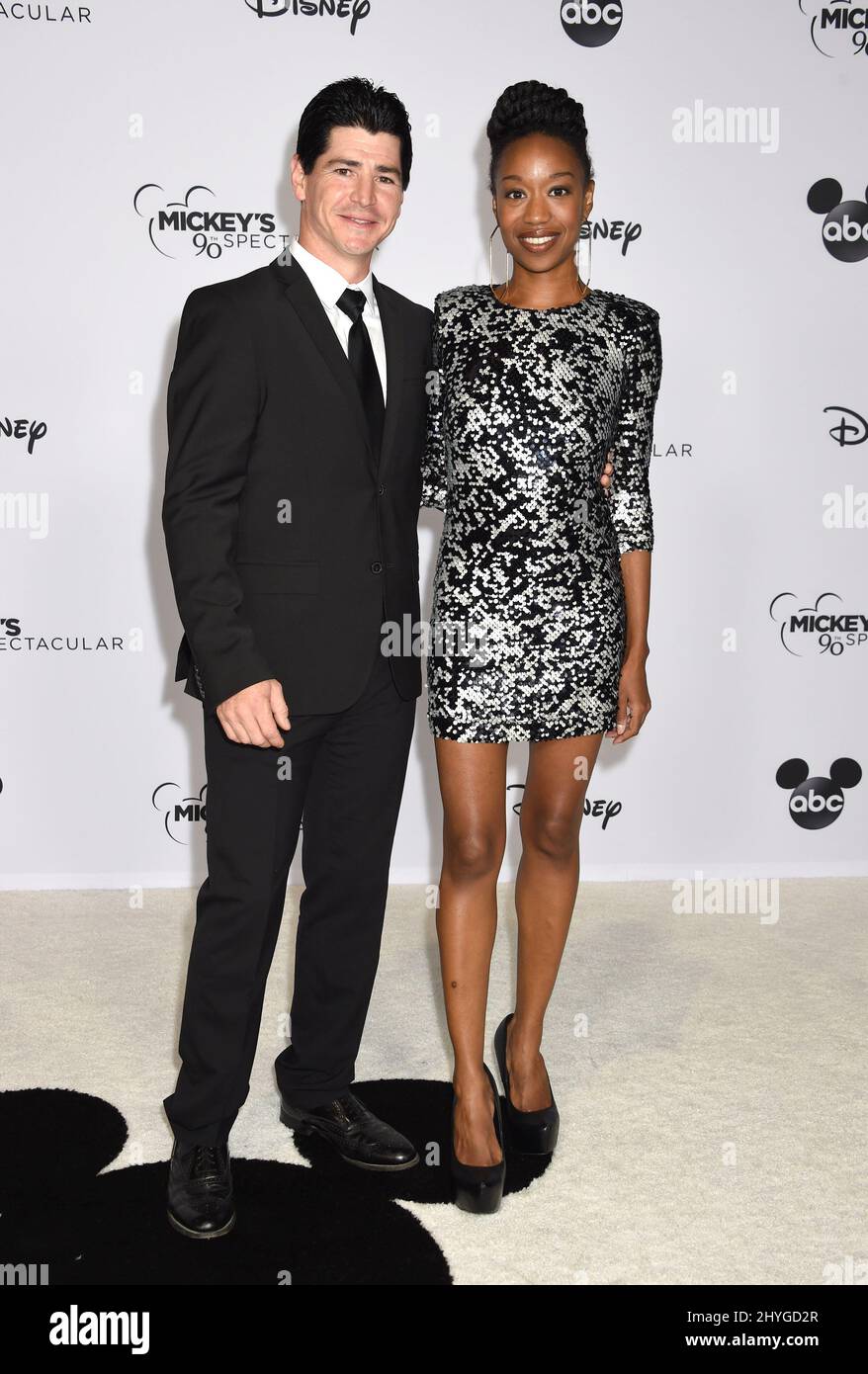 Michael Fishman and Maya Lynne Robinson arrive at Mickey&rsquo;s 90th