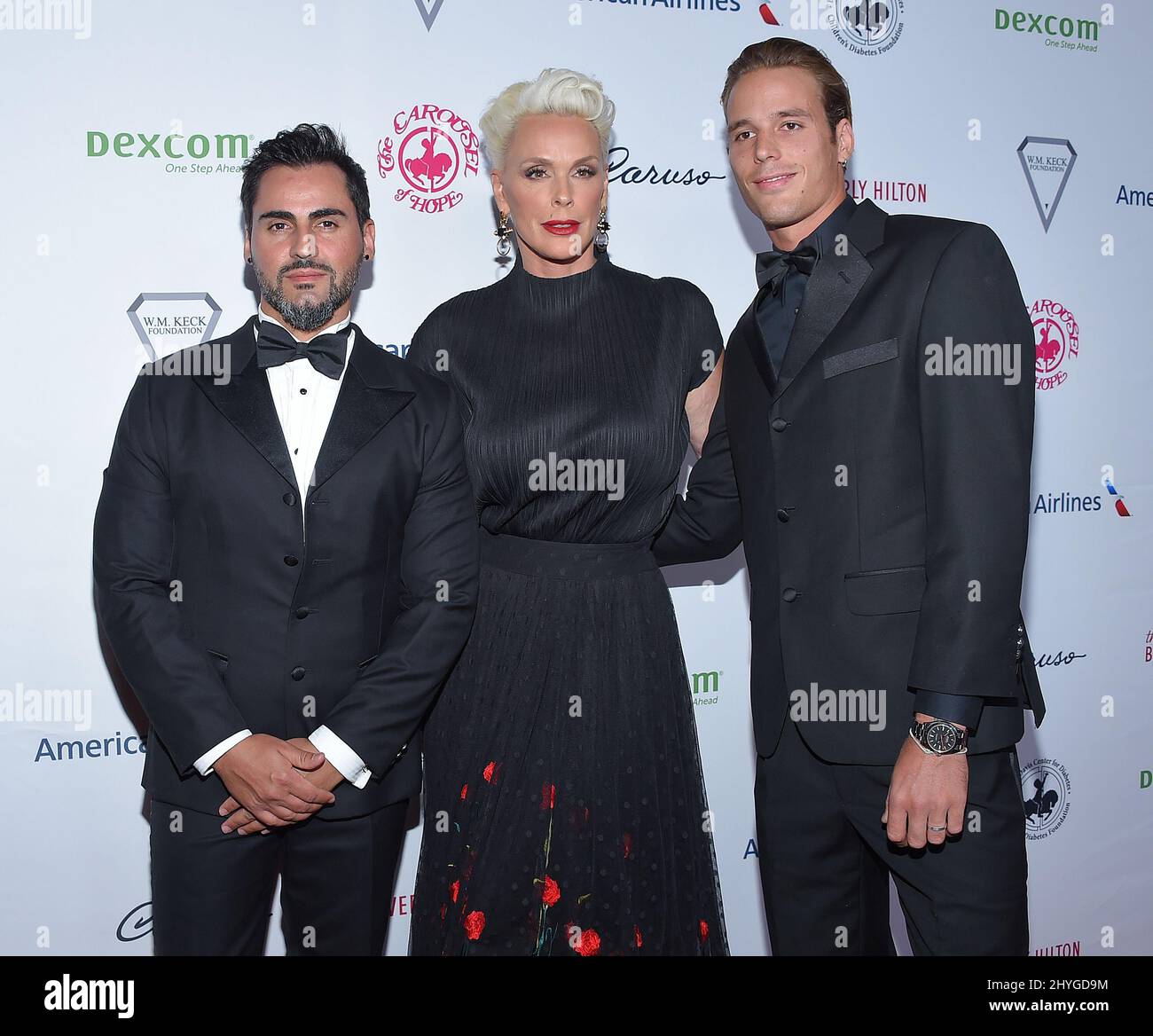 Mattia Dessi, Brigitte Nielsen and Douglas Meyer arriving to the 2018 Carousel of Hope Ball at Beverly Hilton Hotel on October 6, 2018 in Beverly Hills, CA Stock Photo