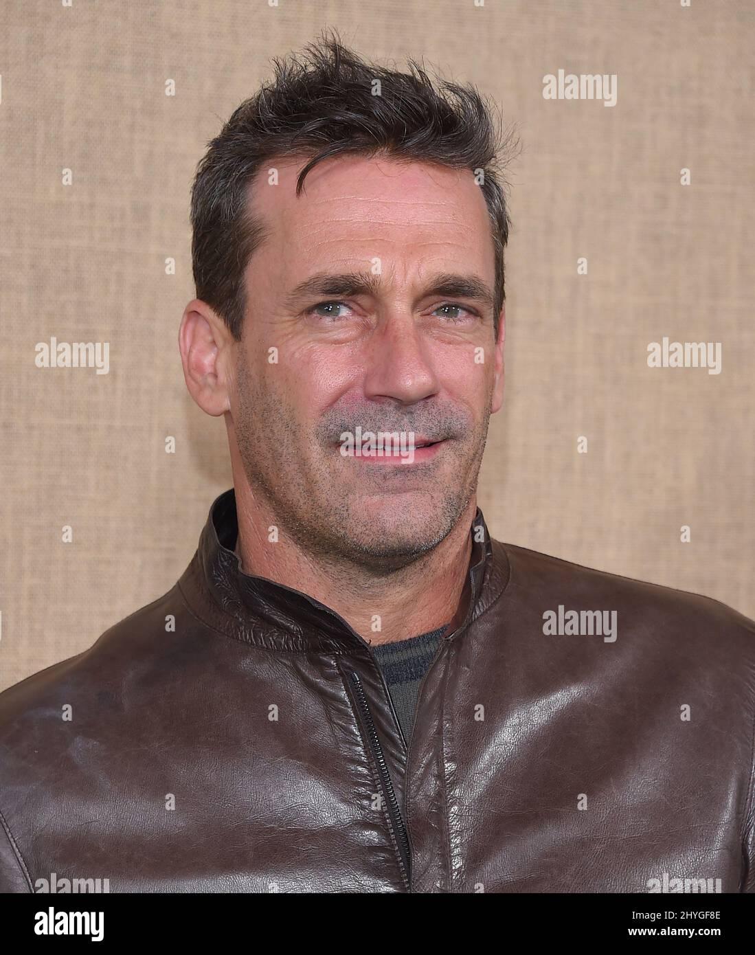 Jon Hamm arriving to the HBO's 'Camping' Premiere at Paramount Studios Stock Photo