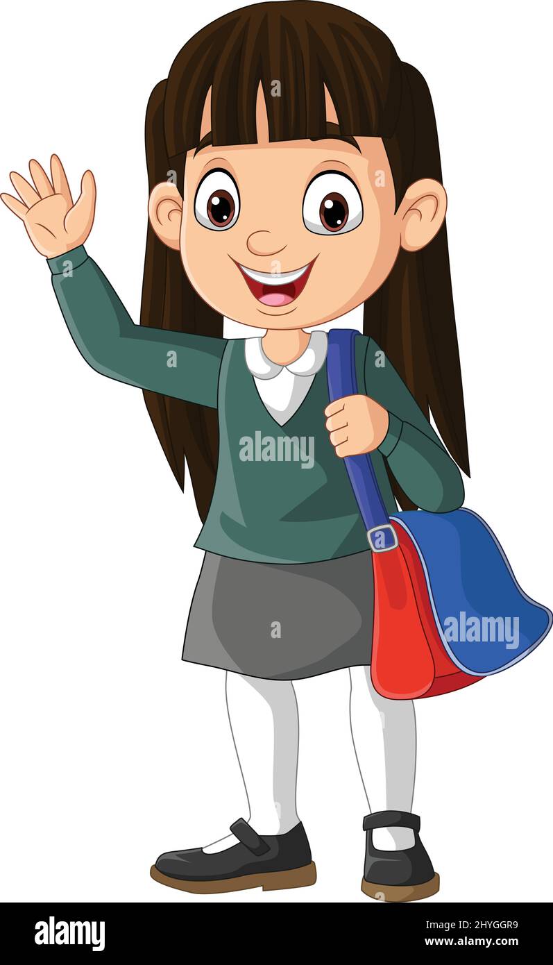 Cartoon girl with school bag Stock Vector by ©clairev 5204512