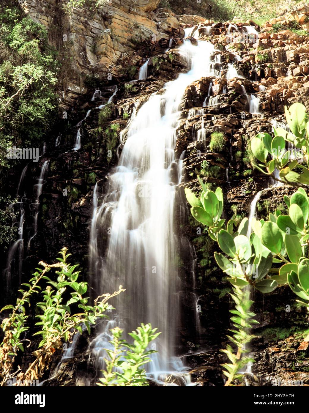 Scenic waterfall in a rocky area Stock Photo - Alamy