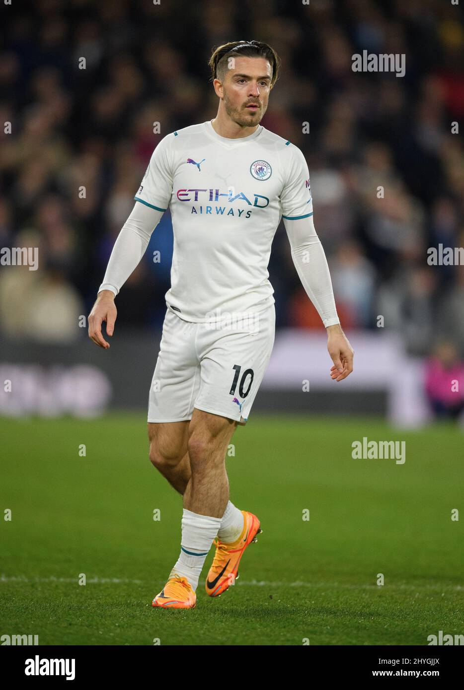 London, UK. 14th Mar, 2022. 14 March 2022 - Crystal Palace v Manchester City - Premier League - Selhurst Park Manchester City's Jack Grealish during the Premier League match at Selhurst Park. Picture Credit : Credit: Mark Pain/Alamy Live News Stock Photo