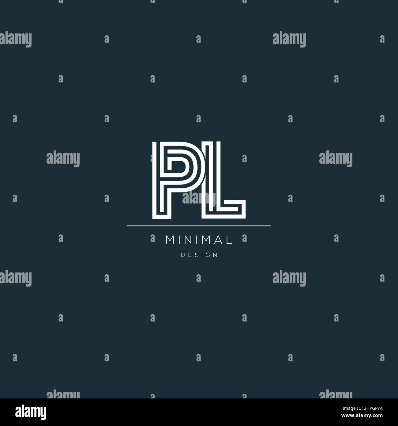 Minimal PL initial based icon logo Stock Vector