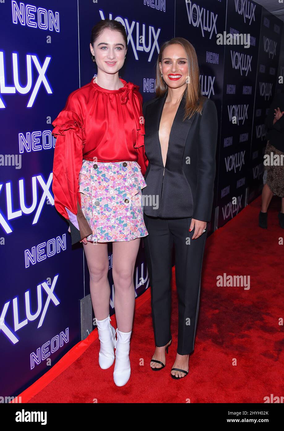 Raffey Cassidy and Natalie Portman at the premiere of "Vox Lux'" held at the ArcLight Cinemas Hollywood Stock Photo