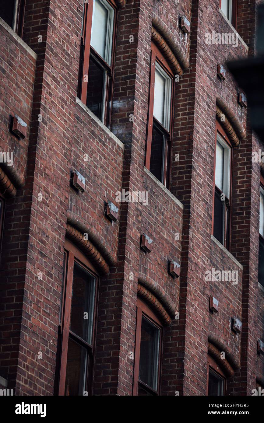 Facade of an old building in Melbourne with glass windows Stock Photo ...
