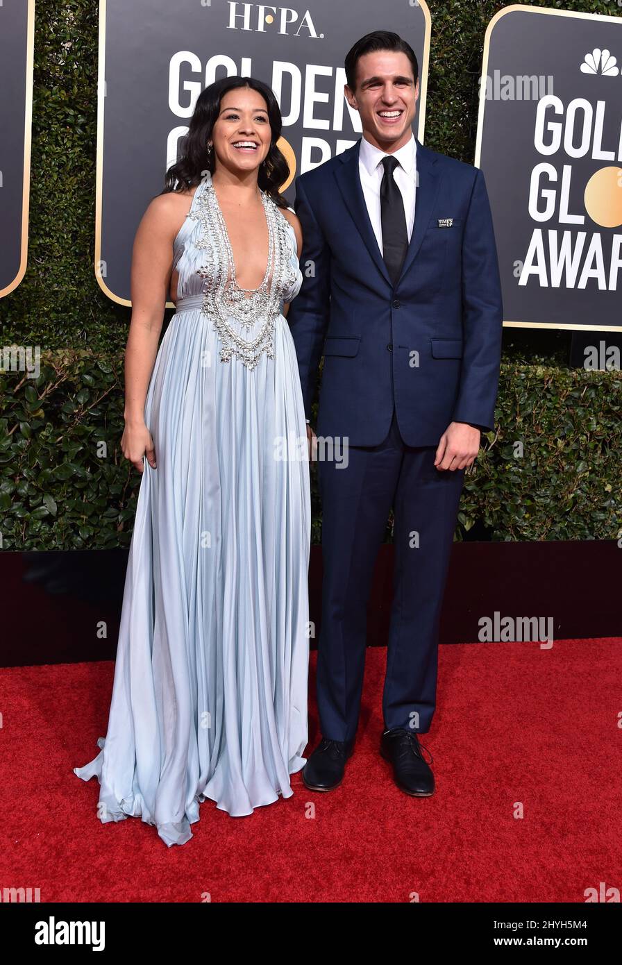 Gina Rodriguez and Joe LoCicero attending the 76th Annual Golden Globe