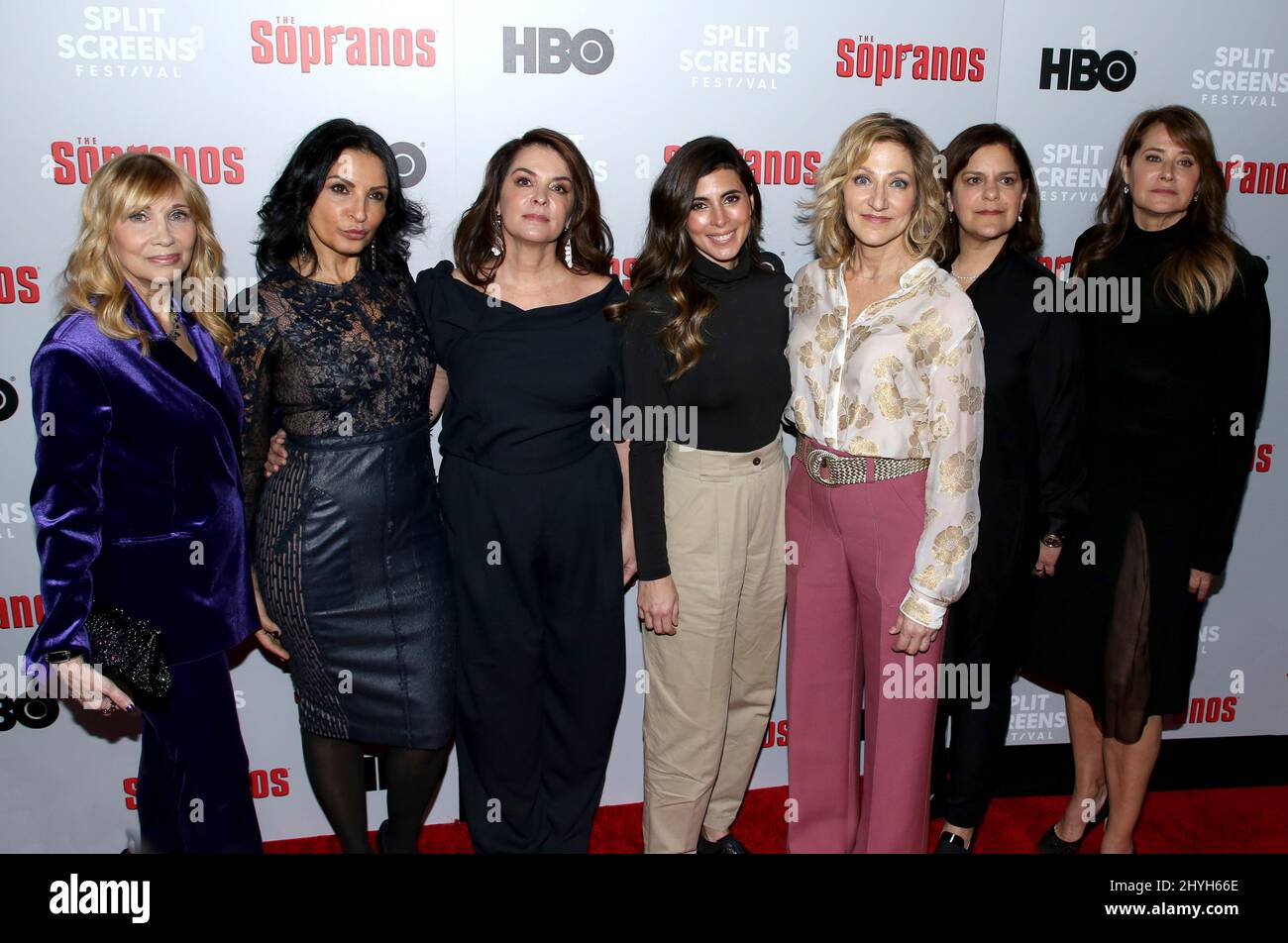 Maureen Van Zandt, Kathrine Narducci, Annabella Sciorra, Jamie-L attending The Sopranos 20th Anniversary Red Carpet held at the SVA Theater in New York City Stock Photo