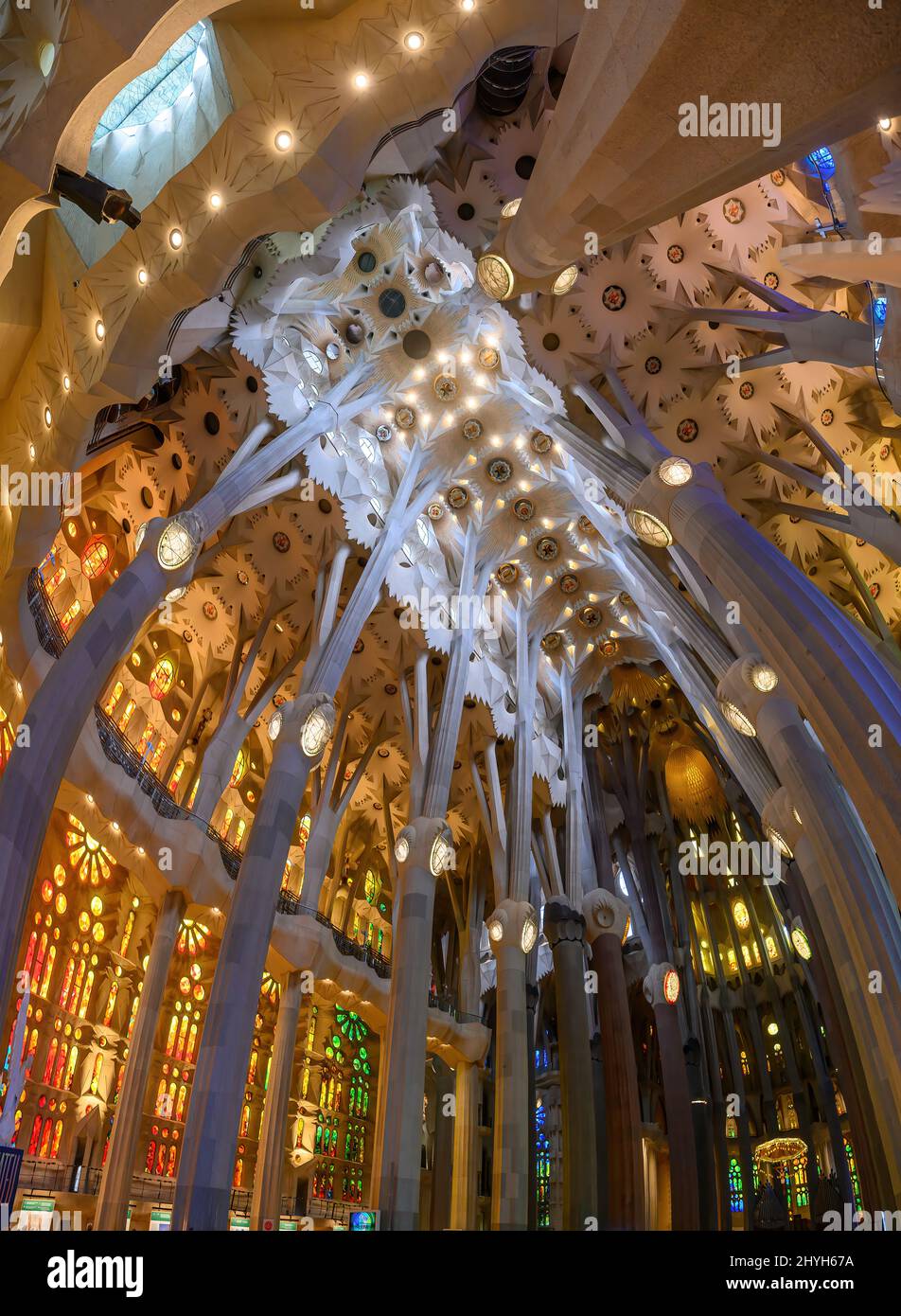 Barcelona, Spain. Interior of Sagrada Familia, cathedral designed by ...