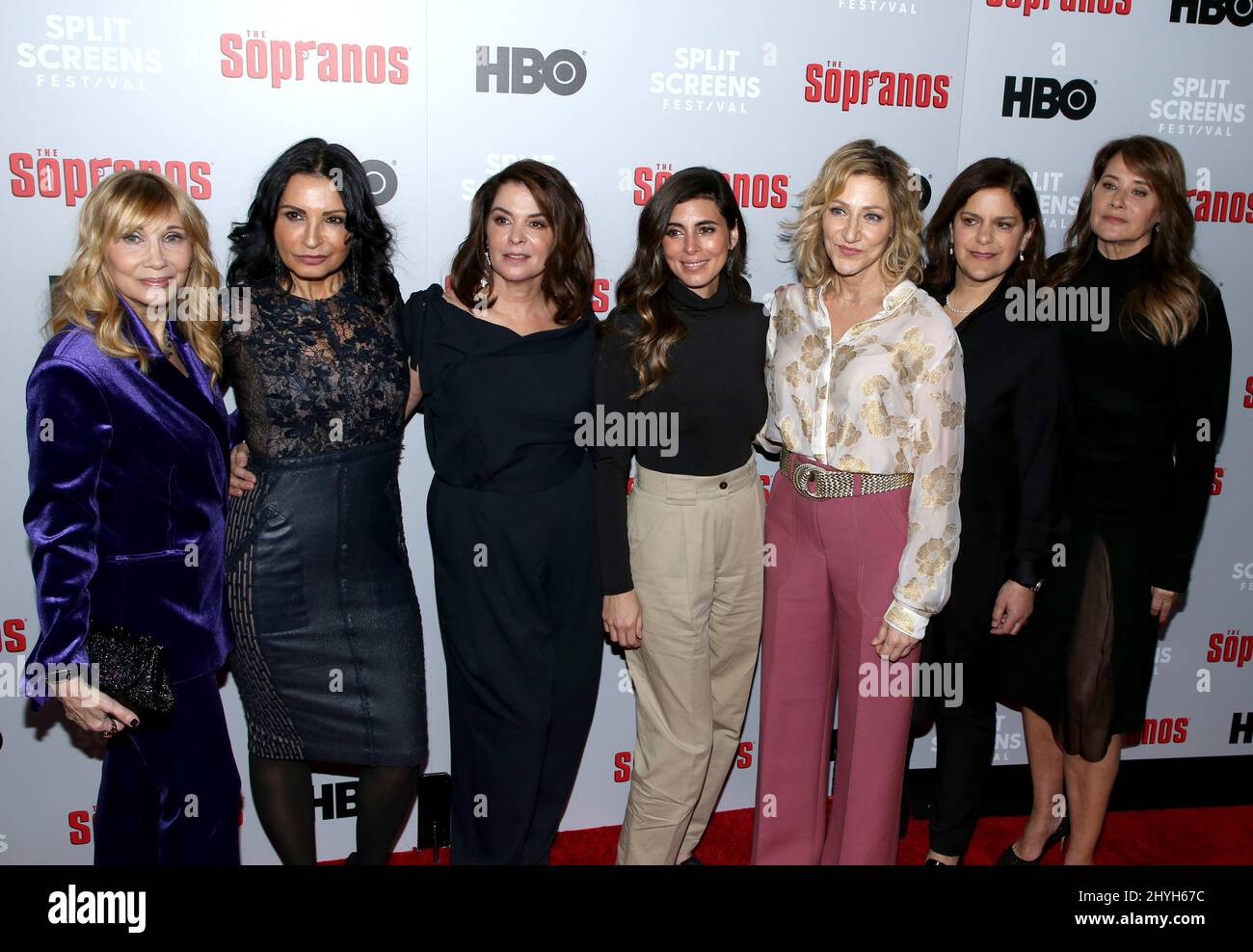 Maureen Van Zandt, Kathrine Narducci, Annabella Sciorra, Jamie-L attending The Sopranos 20th Anniversary Red Carpet held at the SVA Theater in New York City Stock Photo