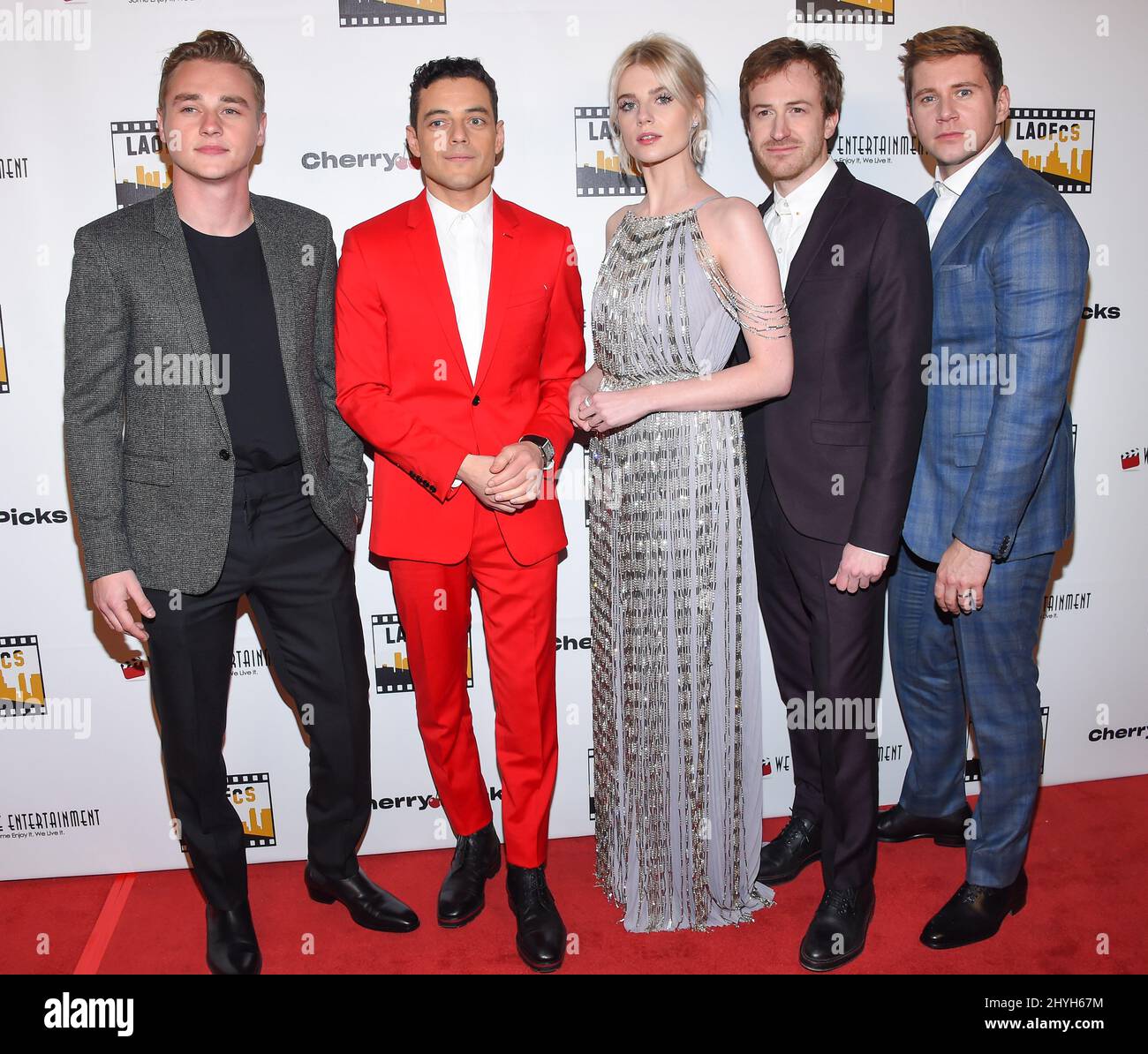 Ben Hardy, Rami Malek, Lucy Boynton, Joe Mazzello and Allen Leec attending the 2nd Annual Los Angeles Online Film Critics Society Awards held at the Taglyan Complex in Los Angeles Stock Photo