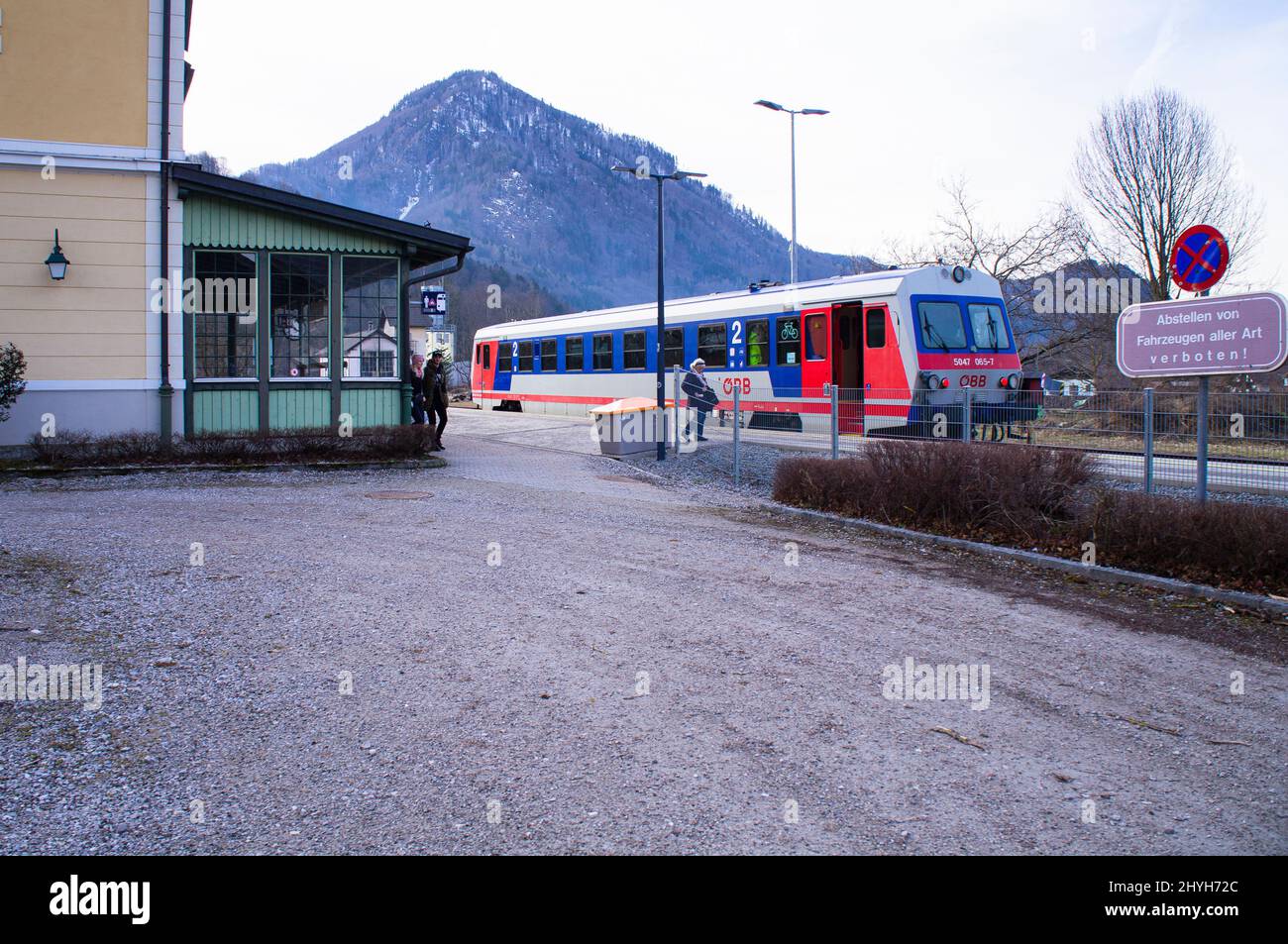 Railway Station in Grunau im Almtal, Upper Austria, February 24, 2022.  (CTK Photo/Libor Sojka) Stock Photo