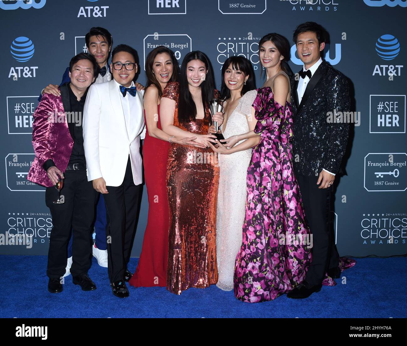 Crazy Rich Asians Cast at the 24th Annual Critics' Choice Awards Pressroom held at Barker Hanger on January 13, 2019 in Santa Monica, CA. Stock Photo