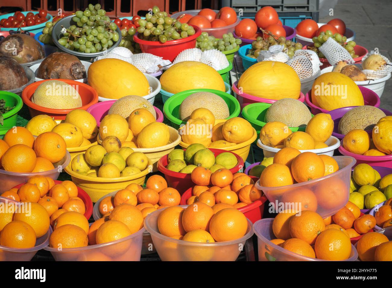 Fresh fruits on display at a grocery store in Canada Water of London