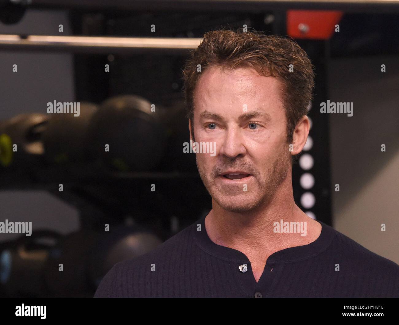 Peter Taunton at the grand opening of TruMav Fitness Stock Photo Alamy