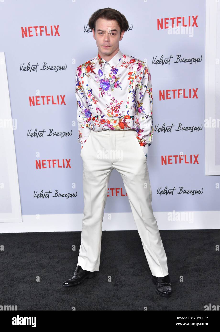 Charlie Heaton arriving to the Netflix premiere of 'Velvet Buzzsaw' at Egyptian Theatre Stock Photo