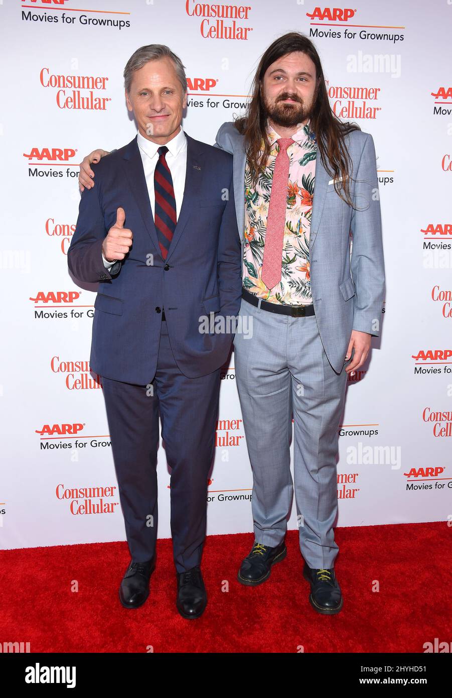 Viggo Mortensen and Henry Mortensen arriving to the 18th Annual AARP's