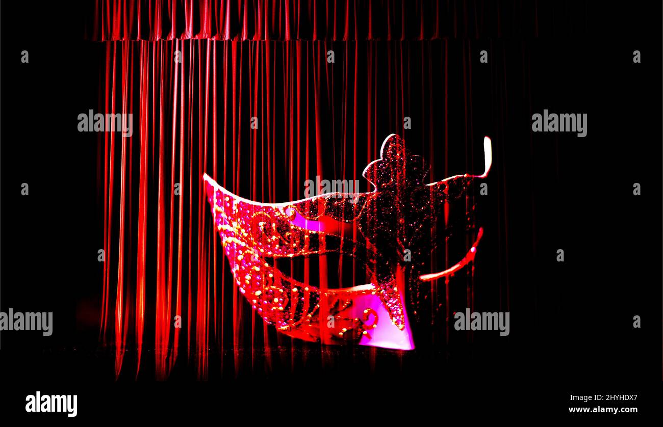 the actor's mask in front of Curtain Stock Photo - Alamy
