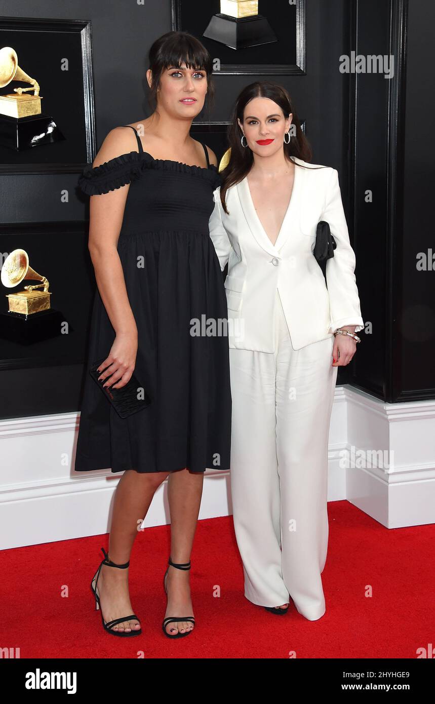 Teddy Geiger and Emily Hampshire at the 61st Annual Grammy Awards held at Staples Center on February 10, 2019 in Los Angeles, CA. Stock Photo