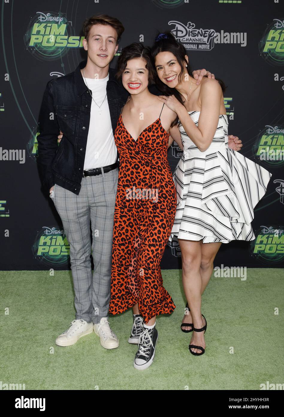 Luke Mullen, Peyton Lee and Lilan Bowden at Disney Channel's 'Kim Possible' Premiere held at the Television Academy Stock Photo