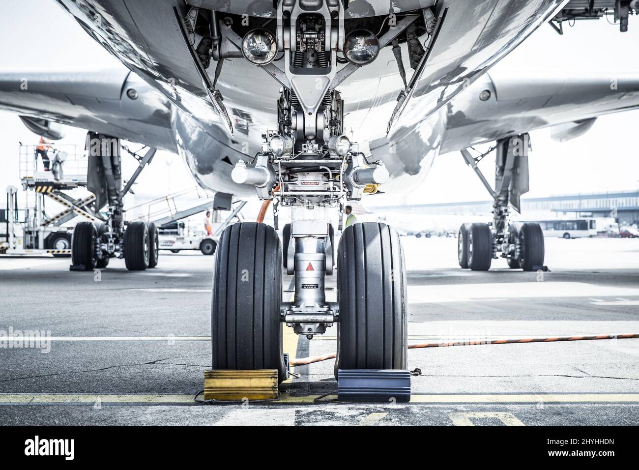 Landing gears of the aircraft Stock Photo Alamy