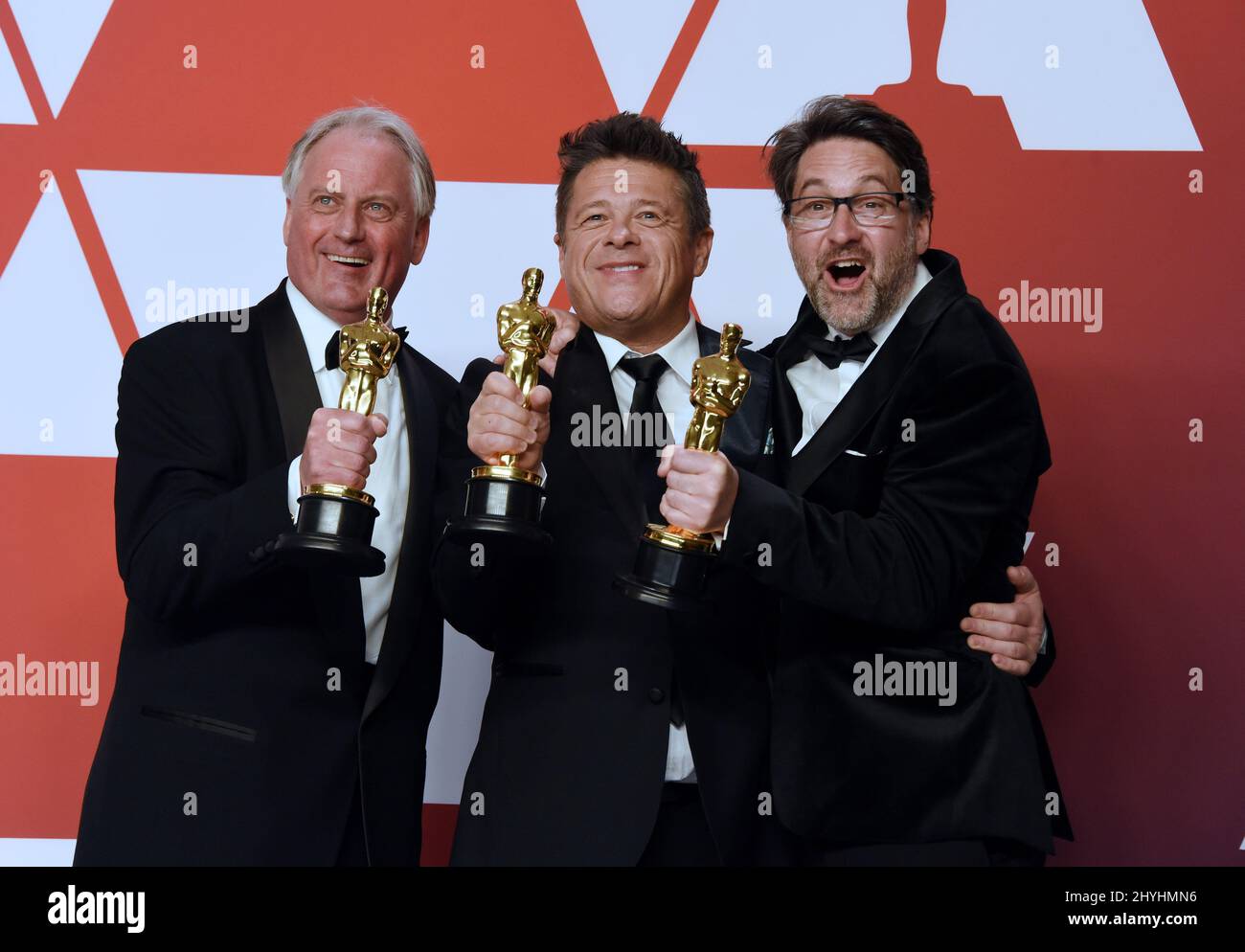 Paul Massey, Tim Cavagin and John Casali at the '91st Annual Academy Awards' - Press Room held at the Dolby Theatre Stock Photo