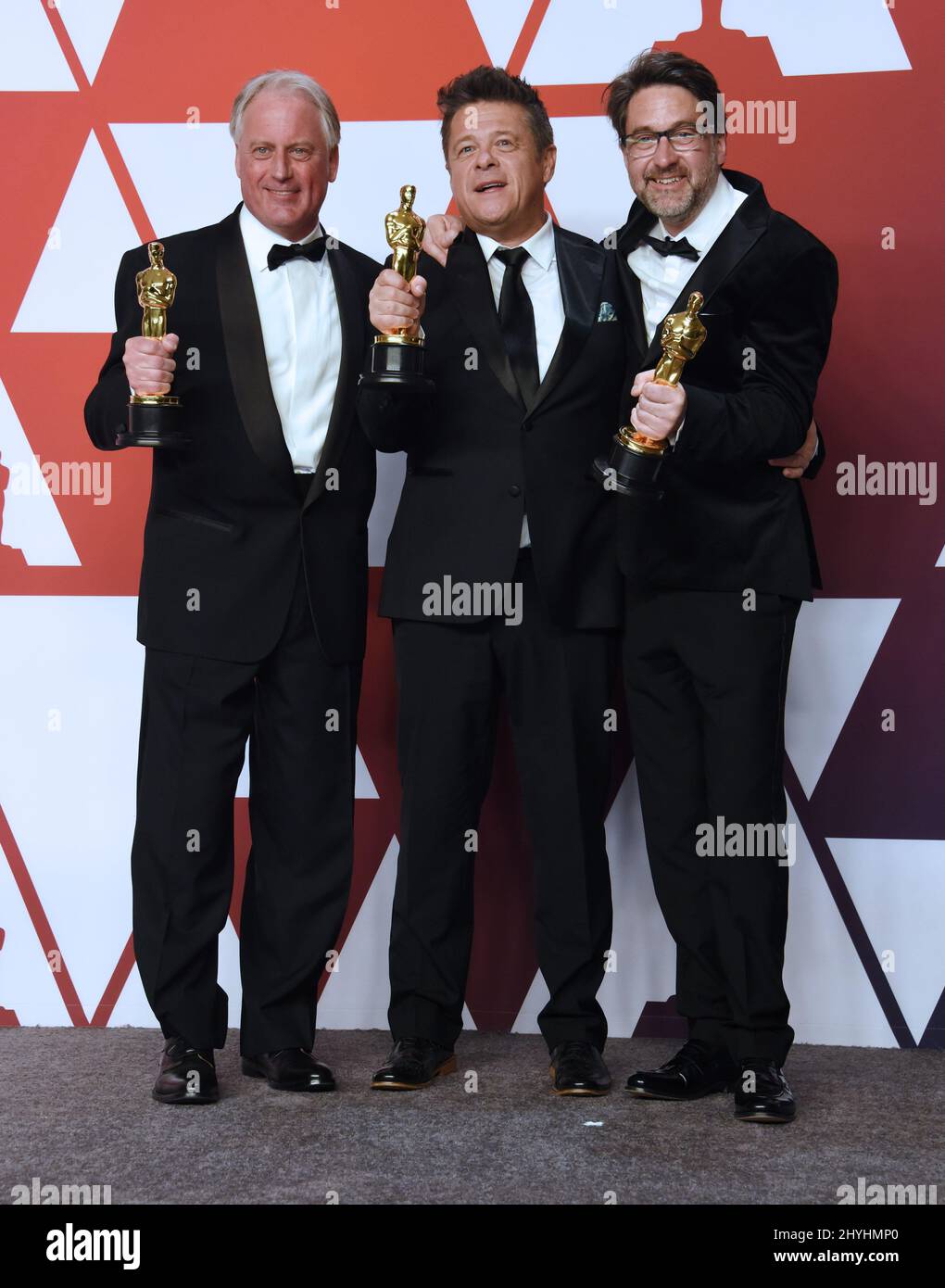 Paul Massey, Tim Cavagin and John Casali at the '91st Annual Academy Awards' - Press Room held at the Dolby Theatre Stock Photo